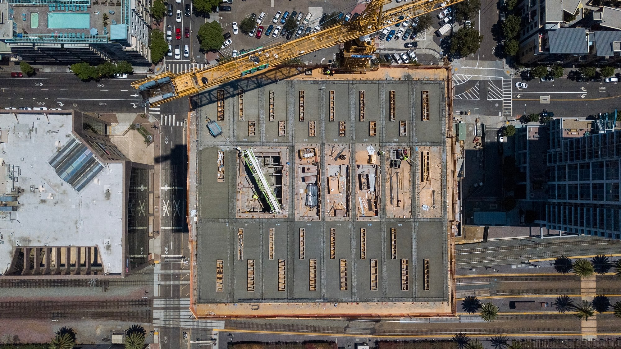 San Diego drone progress photography of topping out