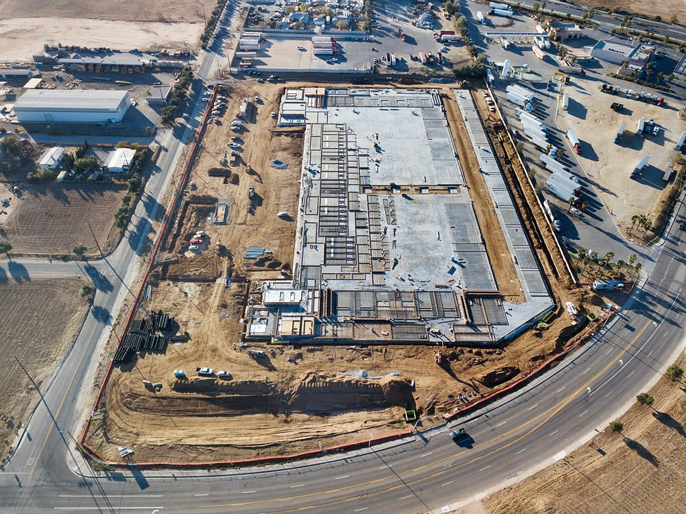 drone photography of industrial real estate logicstics center under construction