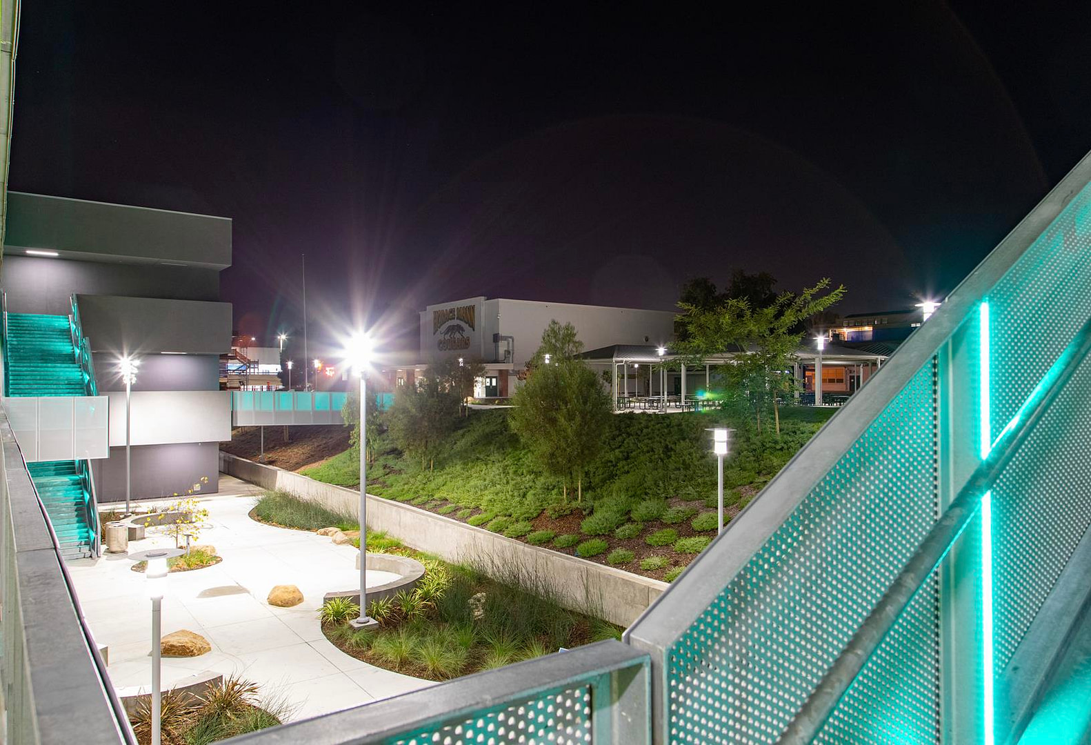 Professional final photography looking toward Horace Mann MS gym in San Diego