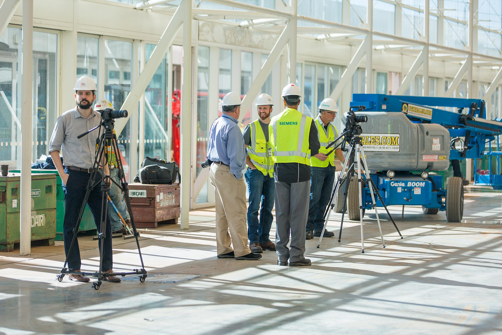 Cameras setup for owner training video on fire suppression systems.