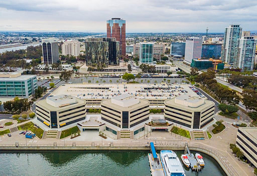 Aerial view of Catalina Landing Long Beach
